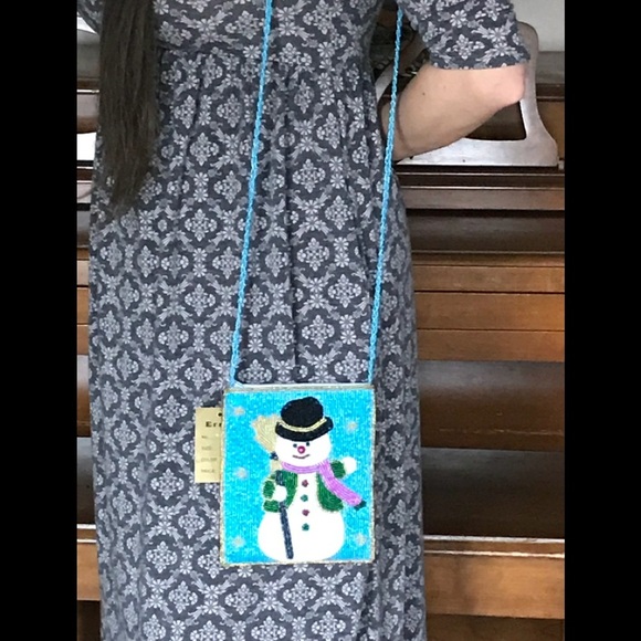 Rare Ermo Collection Beaded Snowman Handbag 148.00‼️FINAL SALE - Picture 1 of 8